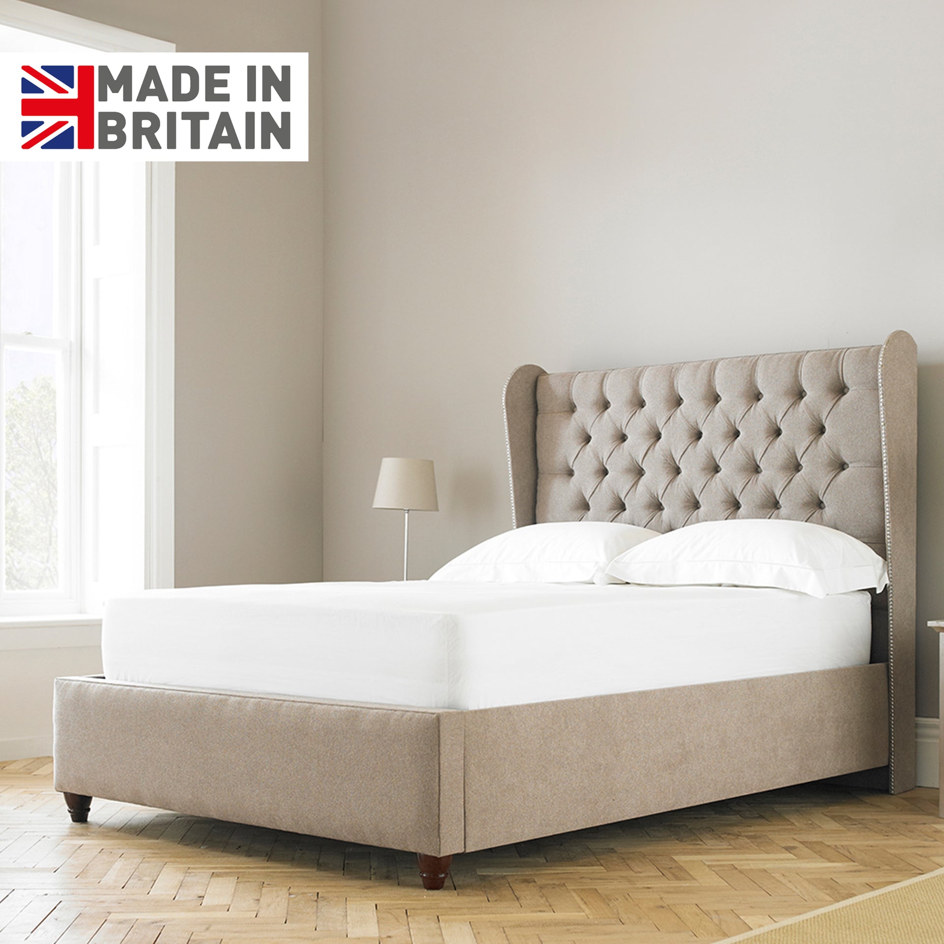 Mayfair Wingback Headboard Bed with Storage