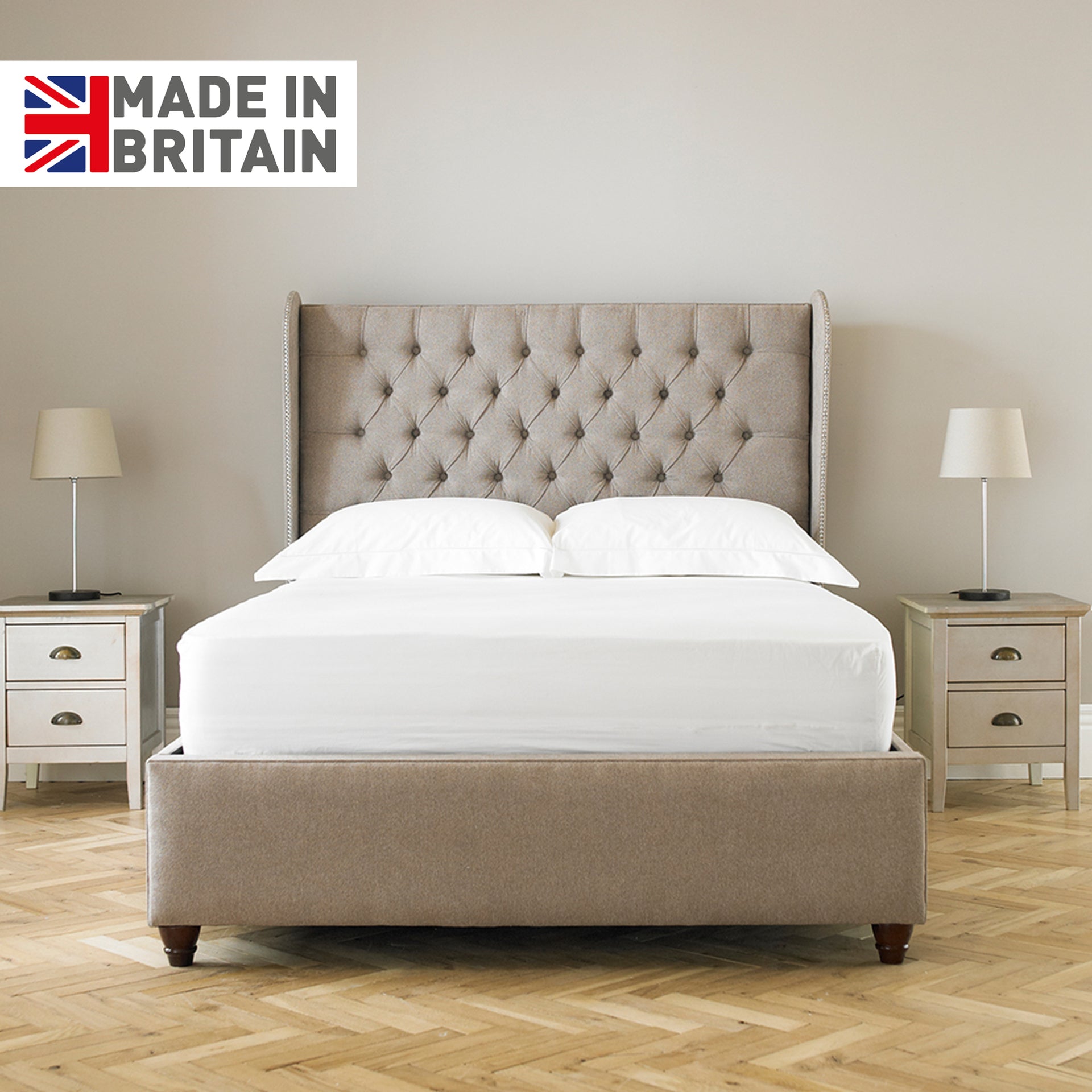 Mayfair Wingback Headboard Bed with Storage