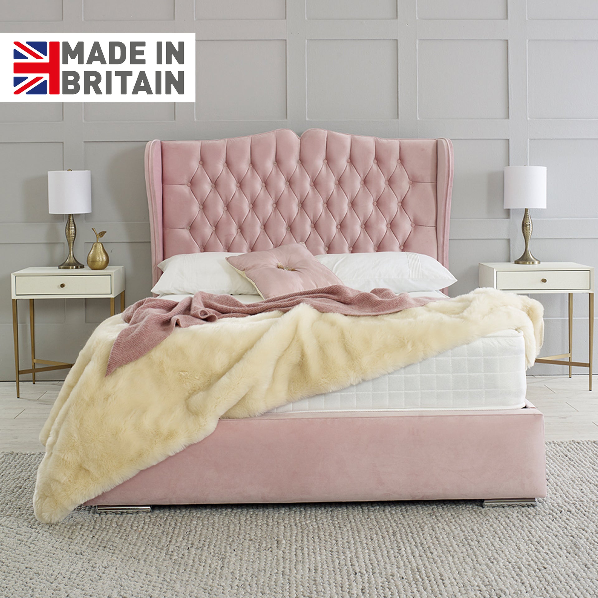 Rosie Wingback Bed with Storage